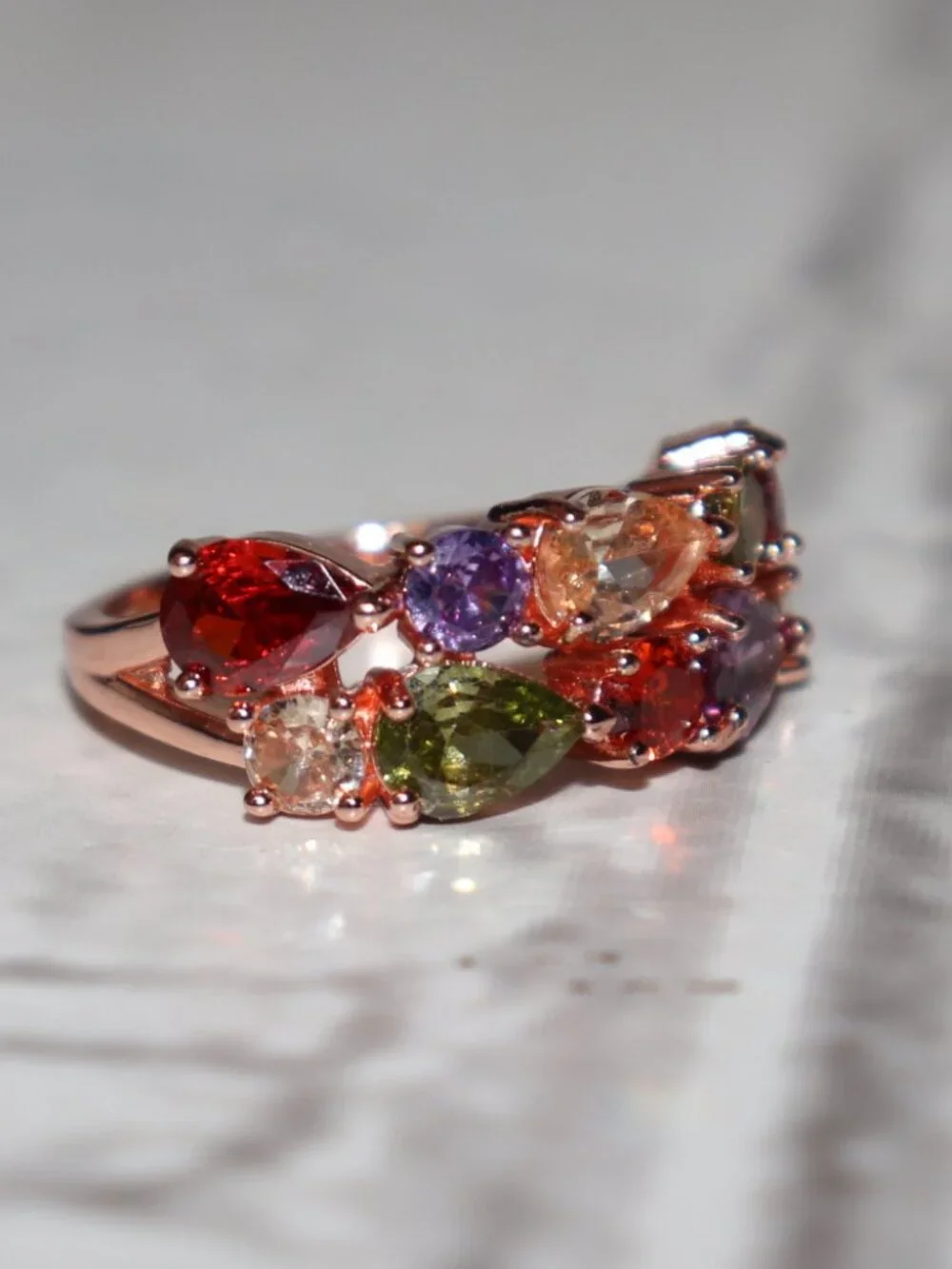 ✨ NWOT Rose Gold Multi‑Stone Statement Ring • Size 9.5 ✨